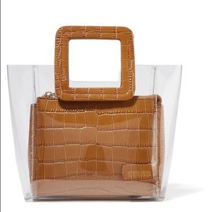 Staud mini Shirley bag in brown croc & clear pvc
